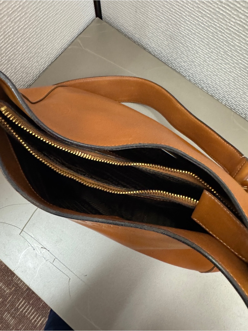 Prada Milano Leather Chain Hobo Shoulder Bag – Cognac Brown - Picture 8 of 12